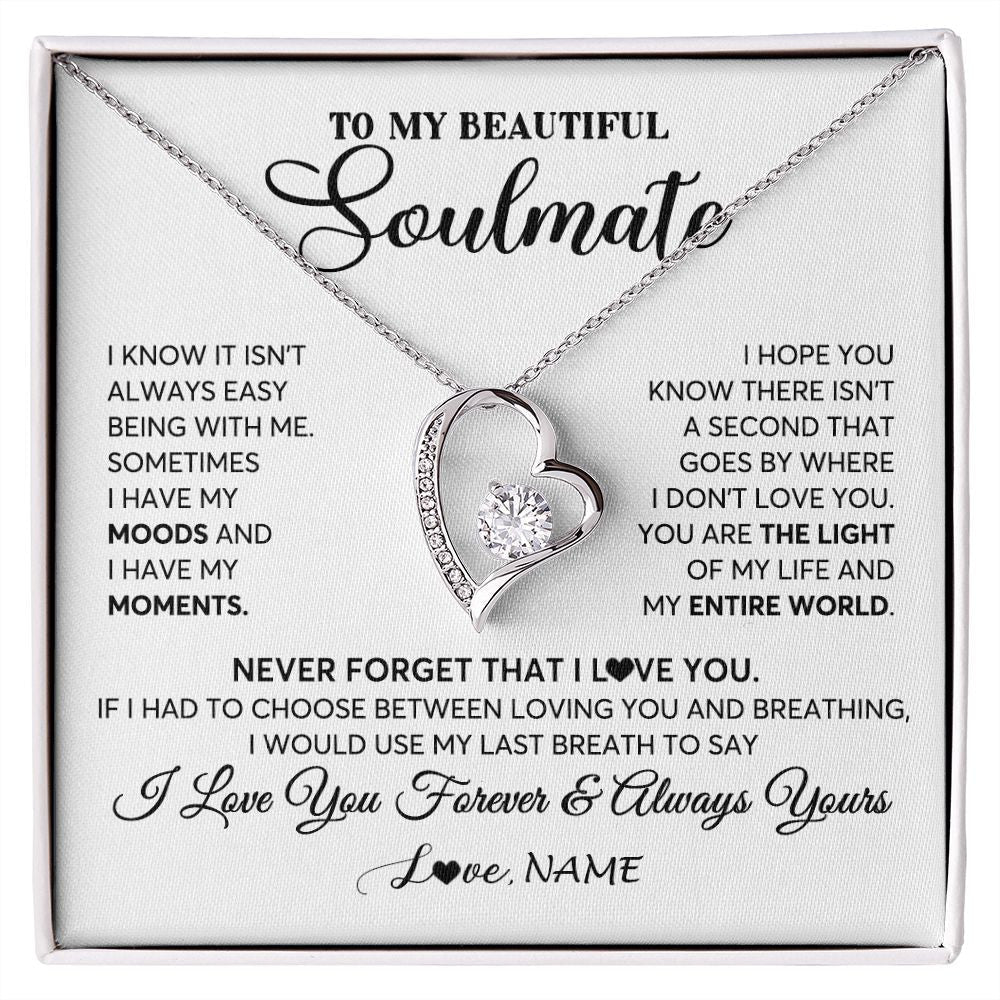 Personalized To My Soulmate Necklace From Husband You Are The Light Of My Life Wife Birthday Anniversary Valentines Customized Gift Box Message Card