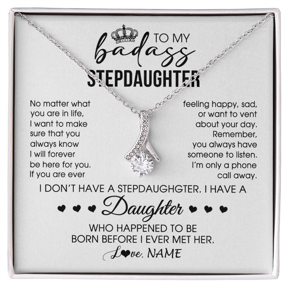 Personalized To My Stepdaughter Necklace From Stepfather Stepdad Be Here For You Bonus Daughter Birthday Graduation Christmas Customized Gift Box Message Card