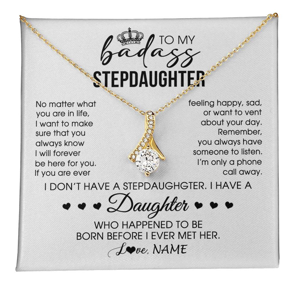 Personalized To My Stepdaughter Necklace From Stepfather Stepdad Be Here For You Bonus Daughter Birthday Graduation Christmas Customized Gift Box Message Card