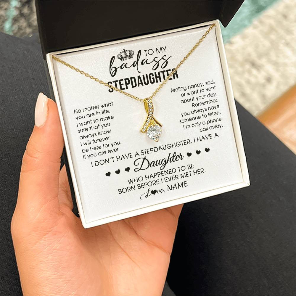 Personalized To My Stepdaughter Necklace From Stepfather Stepdad Be Here For You Bonus Daughter Birthday Graduation Christmas Customized Gift Box Message Card