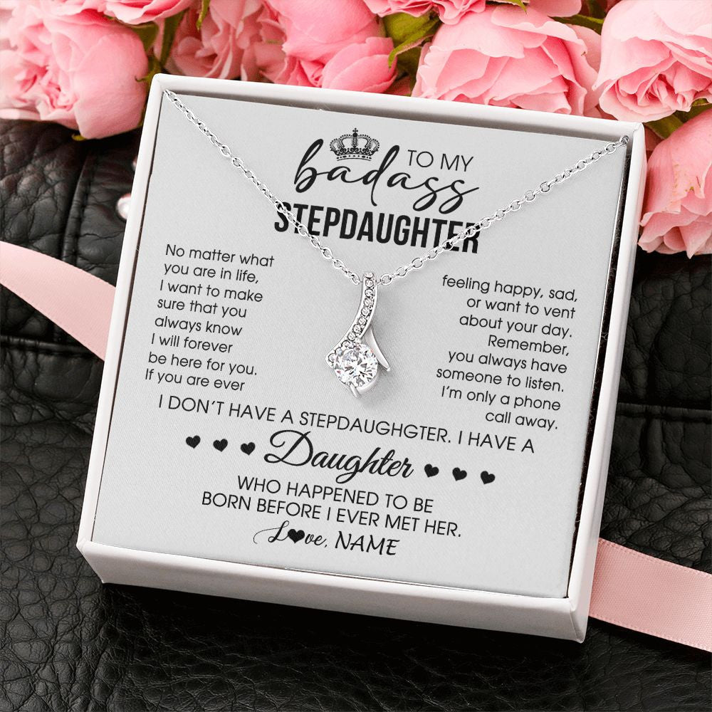 Personalized To My Stepdaughter Necklace From Stepfather Stepdad Be Here For You Bonus Daughter Birthday Graduation Christmas Customized Gift Box Message Card