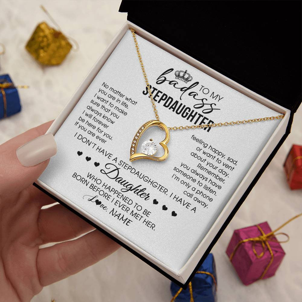 Personalized To My Stepdaughter Necklace From Stepfather Stepdad Be Here For You Bonus Daughter Birthday Graduation Christmas Customized Gift Box Message Card