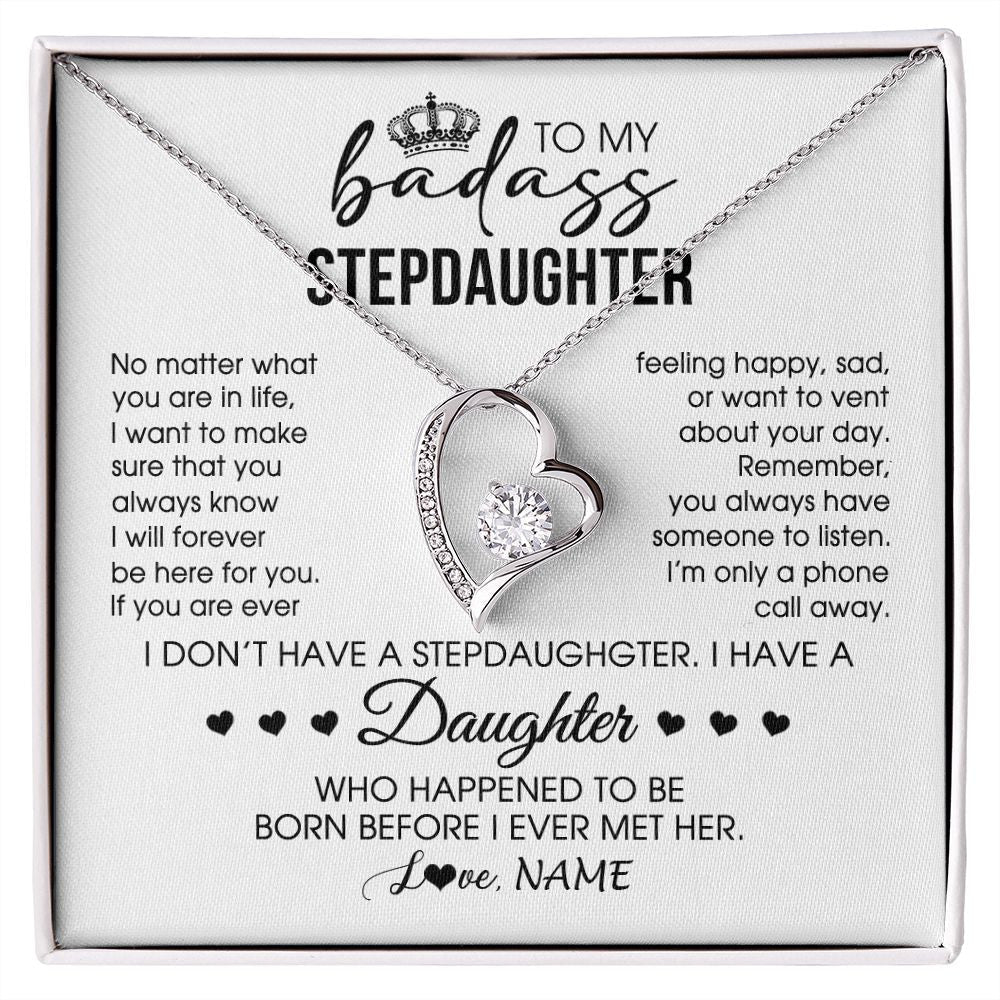 Personalized To My Stepdaughter Necklace From Stepfather Stepdad Be Here For You Bonus Daughter Birthday Graduation Christmas Customized Gift Box Message Card