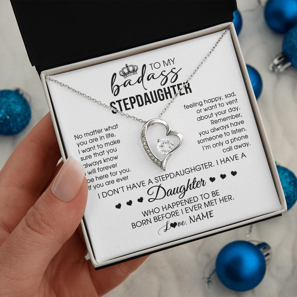 Personalized To My Stepdaughter Necklace From Stepfather Stepdad Be Here For You Bonus Daughter Birthday Graduation Christmas Customized Gift Box Message Card