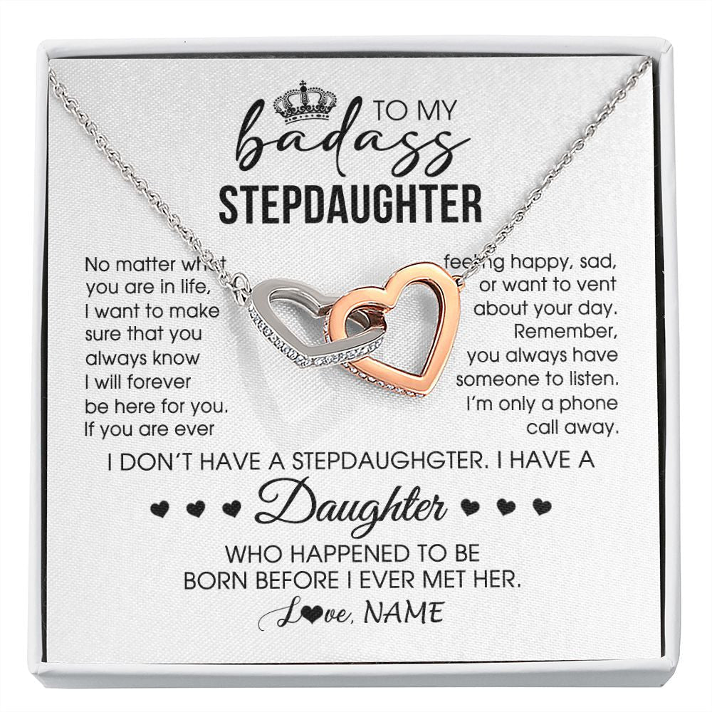 Personalized To My Stepdaughter Necklace From Stepfather Stepdad Be Here For You Bonus Daughter Birthday Graduation Christmas Customized Gift Box Message Card