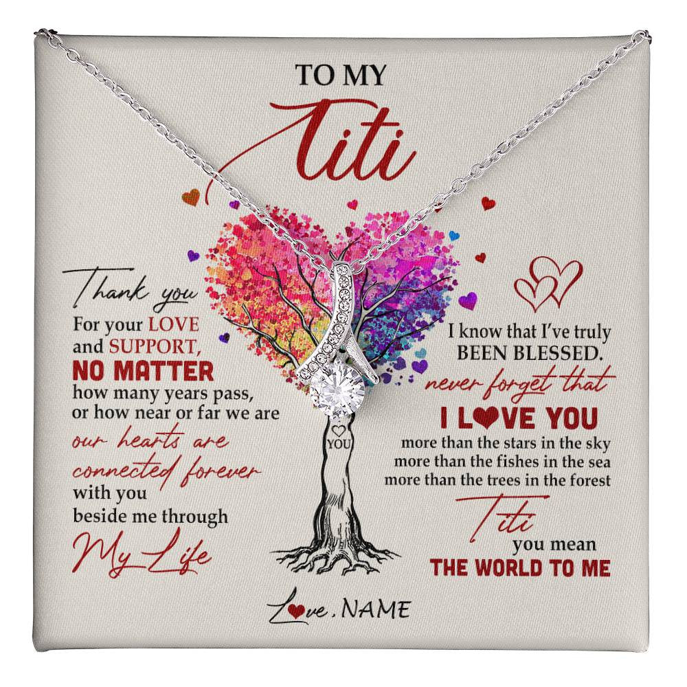 Personalized To My Titi Necklace From Niece Nephew Never Forget That I Love You You Mean The World Titi Birthday Mothers Day Christmas Customized Gift Box Message Card