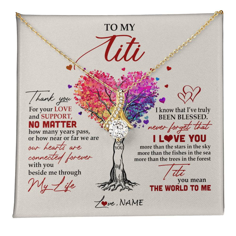Personalized To My Titi Necklace From Niece Nephew Never Forget That I Love You You Mean The World Titi Birthday Mothers Day Christmas Customized Gift Box Message Card