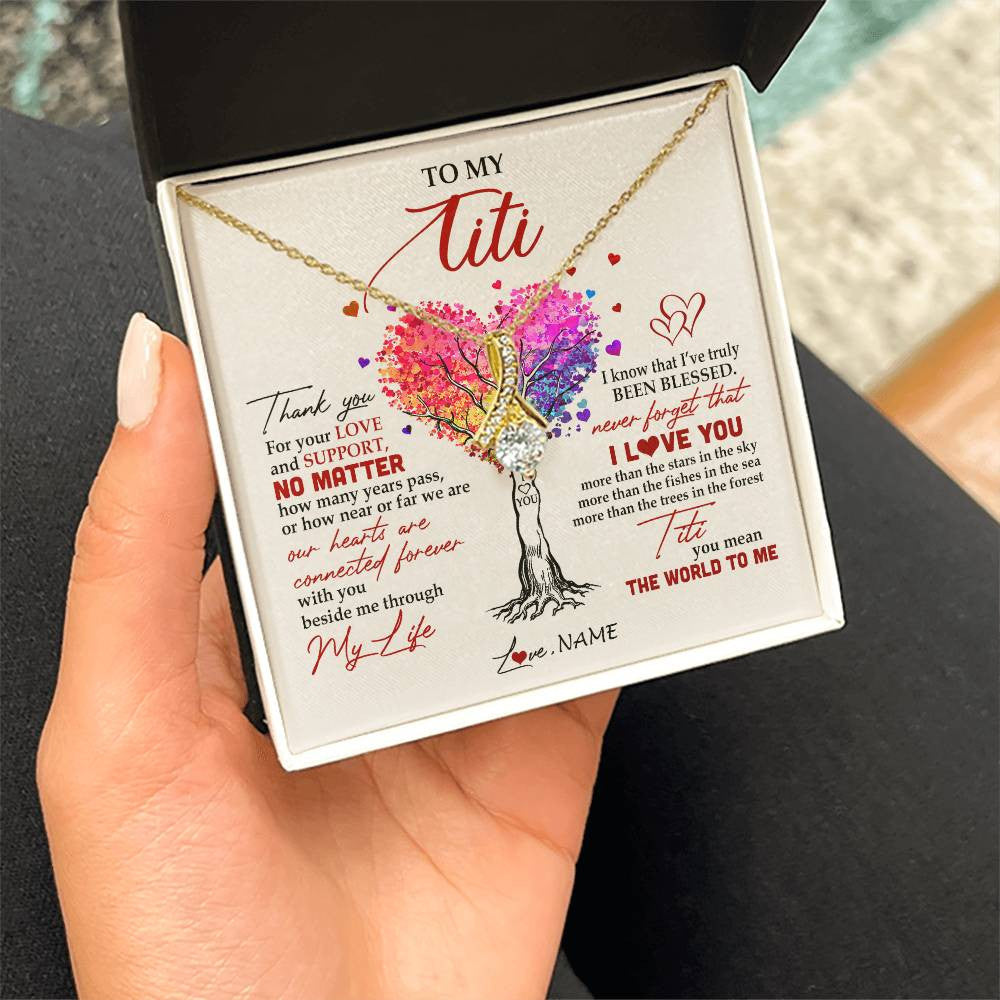 Personalized To My Titi Necklace From Niece Nephew Never Forget That I Love You You Mean The World Titi Birthday Mothers Day Christmas Customized Gift Box Message Card