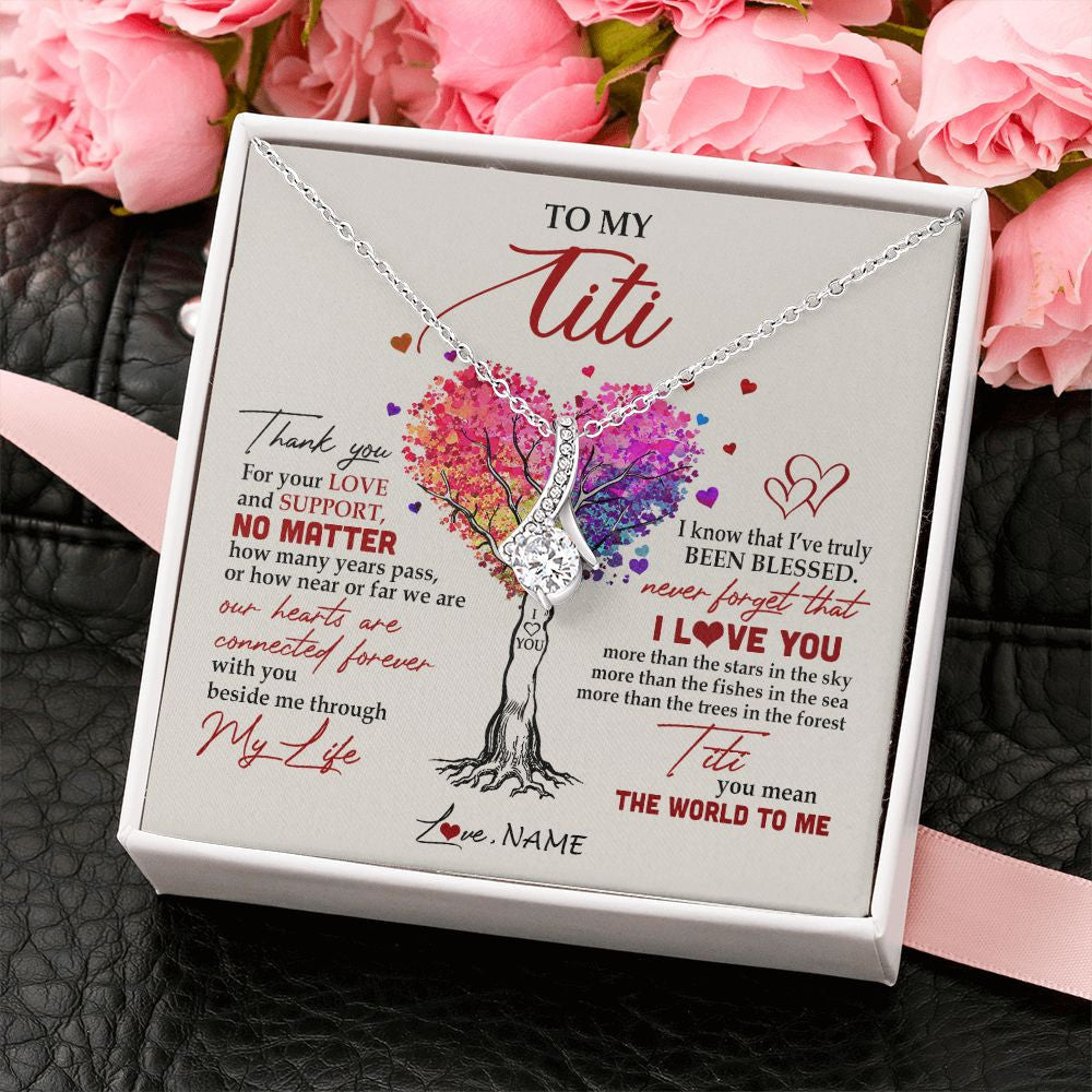 Personalized To My Titi Necklace From Niece Nephew Never Forget That I Love You You Mean The World Titi Birthday Mothers Day Christmas Customized Gift Box Message Card