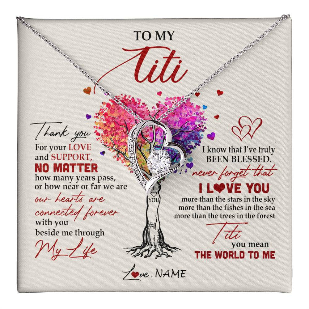Personalized To My Titi Necklace From Niece Nephew Never Forget That I Love You You Mean The World Titi Birthday Mothers Day Christmas Customized Gift Box Message Card