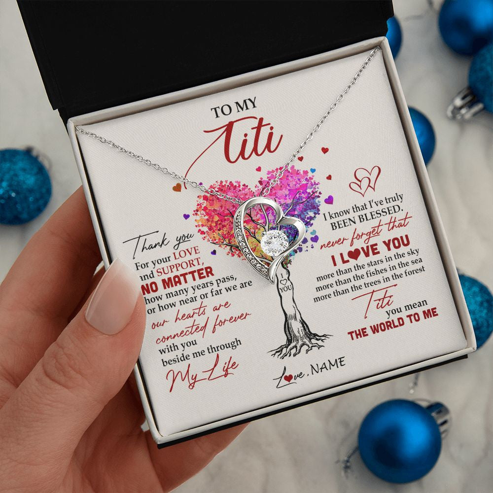 Personalized To My Titi Necklace From Niece Nephew Never Forget That I Love You You Mean The World Titi Birthday Mothers Day Christmas Customized Gift Box Message Card