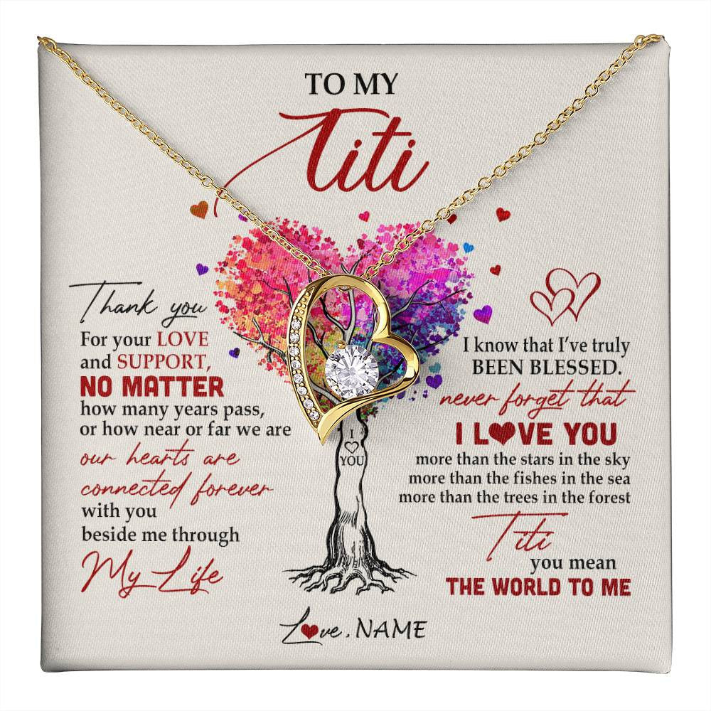 Personalized To My Titi Necklace From Niece Nephew Never Forget That I Love You You Mean The World Titi Birthday Mothers Day Christmas Customized Gift Box Message Card