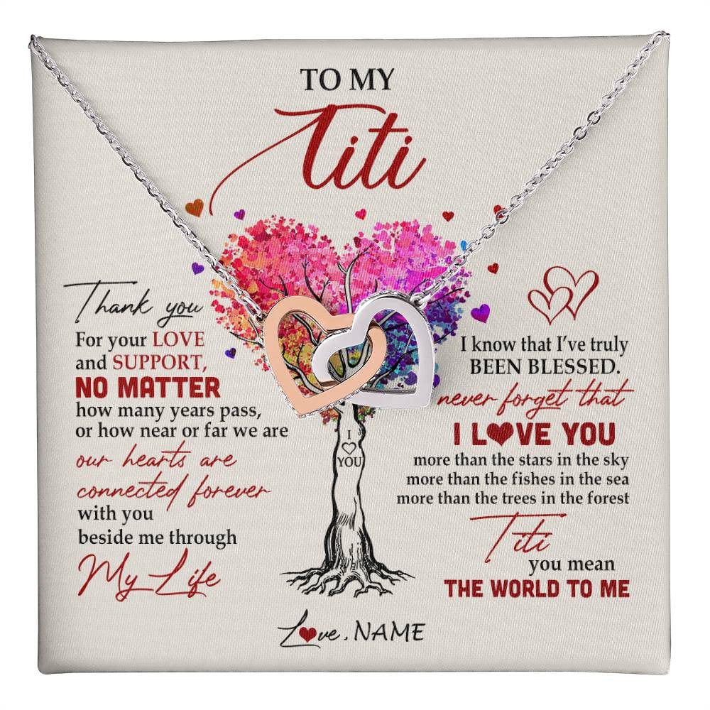 Personalized To My Titi Necklace From Niece Nephew Never Forget That I Love You You Mean The World Titi Birthday Mothers Day Christmas Customized Gift Box Message Card