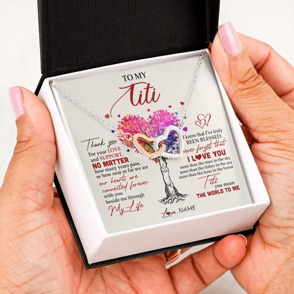 Personalized To My Titi Necklace From Niece Nephew Never Forget That I Love You You Mean The World Titi Birthday Mothers Day Christmas Customized Gift Box Message Card