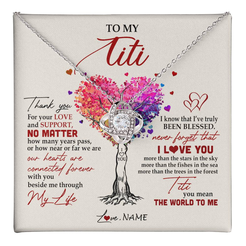 Personalized To My Titi Necklace From Niece Nephew Never Forget That I Love You You Mean The World Titi Birthday Mothers Day Christmas Customized Gift Box Message Card