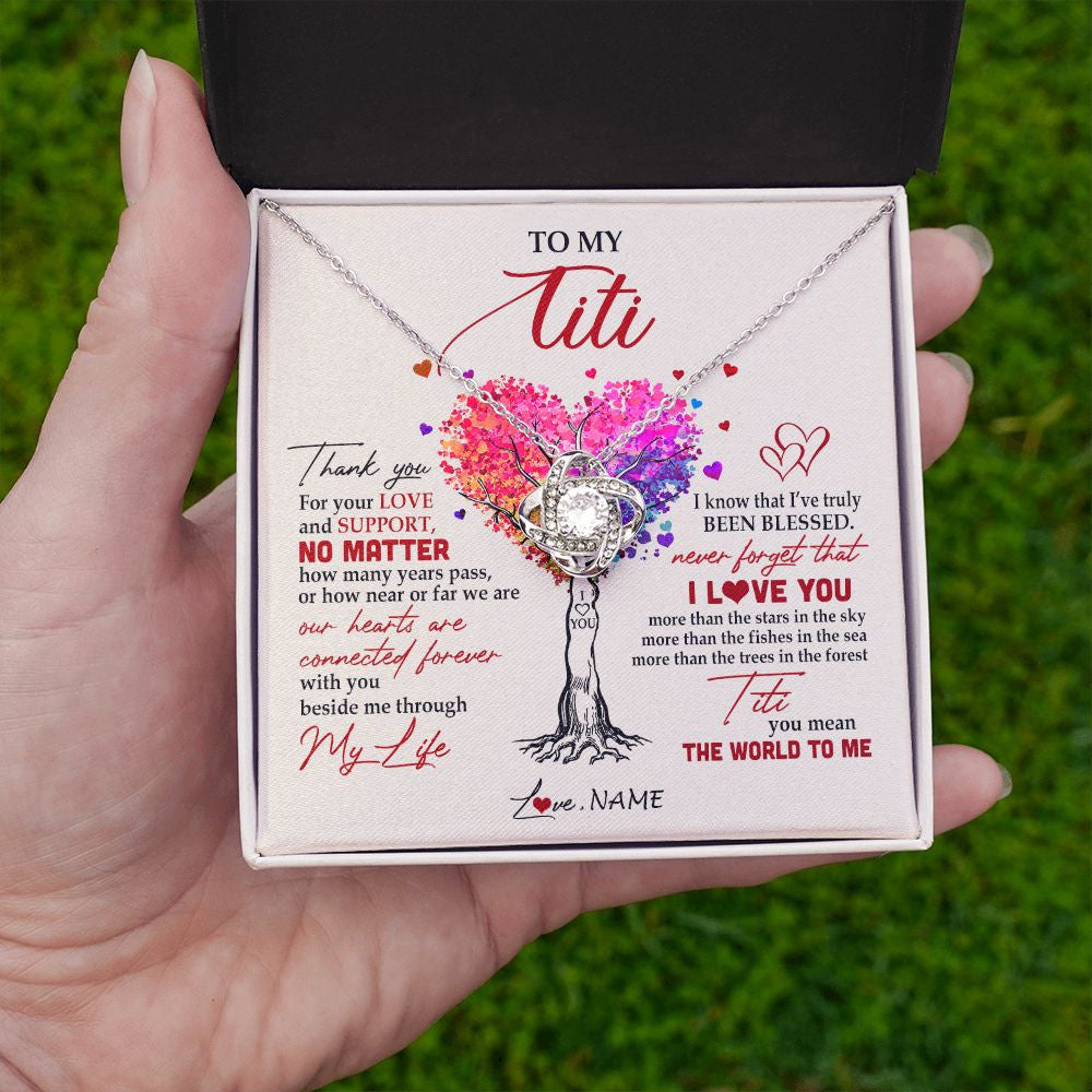 Personalized To My Titi Necklace From Niece Nephew Never Forget That I Love You You Mean The World Titi Birthday Mothers Day Christmas Customized Gift Box Message Card