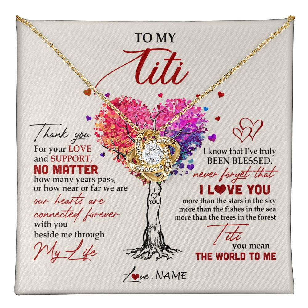 Personalized To My Titi Necklace From Niece Nephew Never Forget That I Love You You Mean The World Titi Birthday Mothers Day Christmas Customized Gift Box Message Card