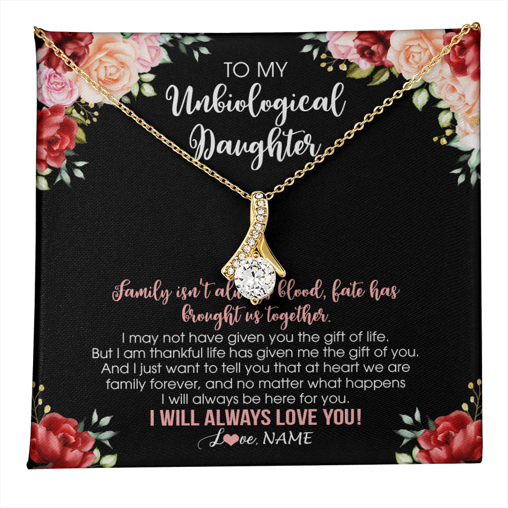 Personalized To My Unbiological Daughter Necklace Family Together Birthday Gifts For Bonus Daughter Stepdaughter Christmas Customized Gift Box Message Card