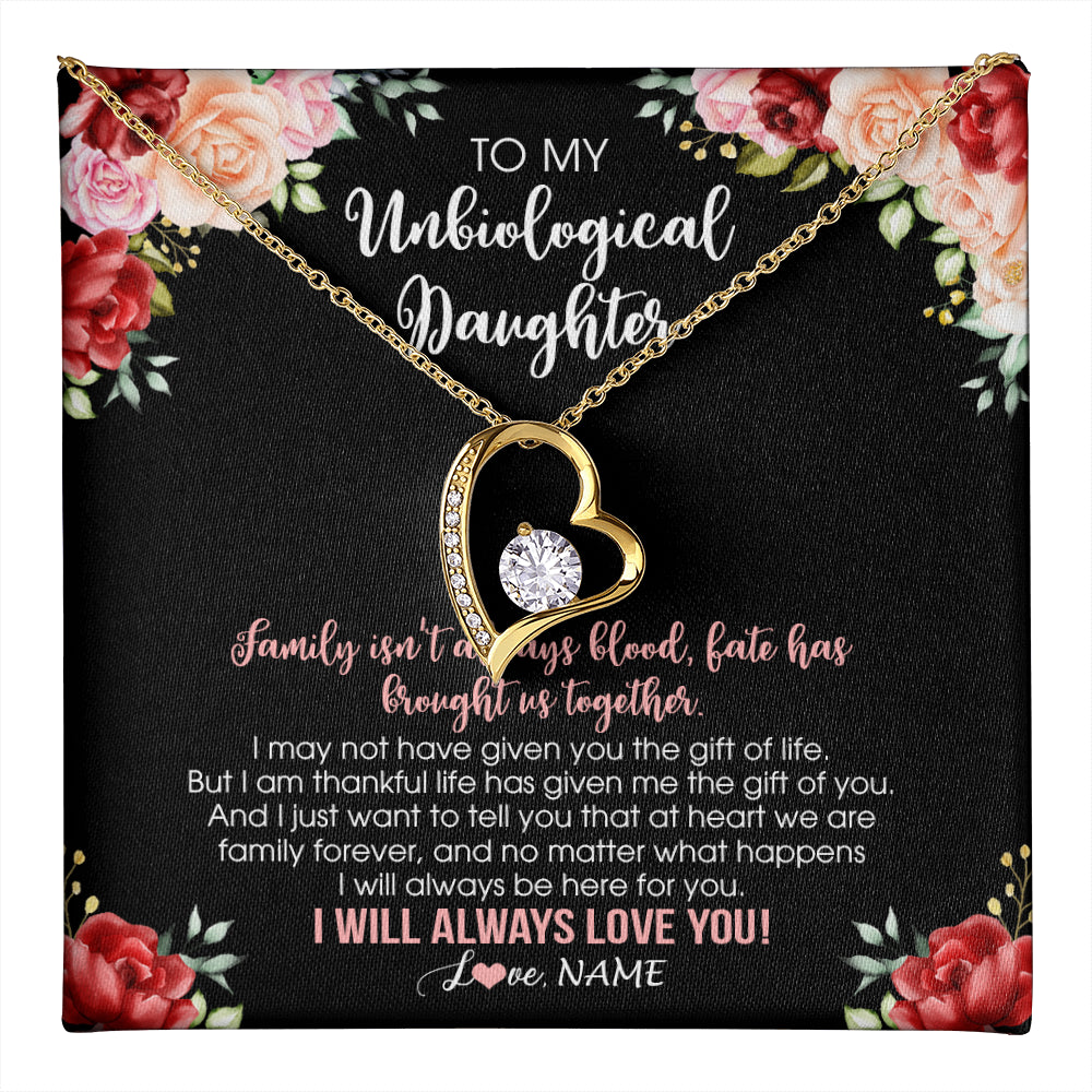 Personalized To My Unbiological Daughter Necklace Family Together Birthday Gifts For Bonus Daughter Stepdaughter Christmas Customized Gift Box Message Card