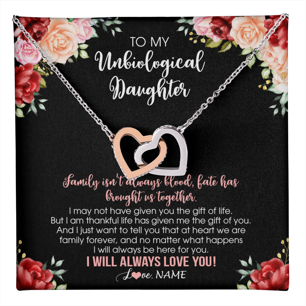 Personalized To My Unbiological Daughter Necklace Family Together Birthday Gifts For Bonus Daughter Stepdaughter Christmas Customized Gift Box Message Card