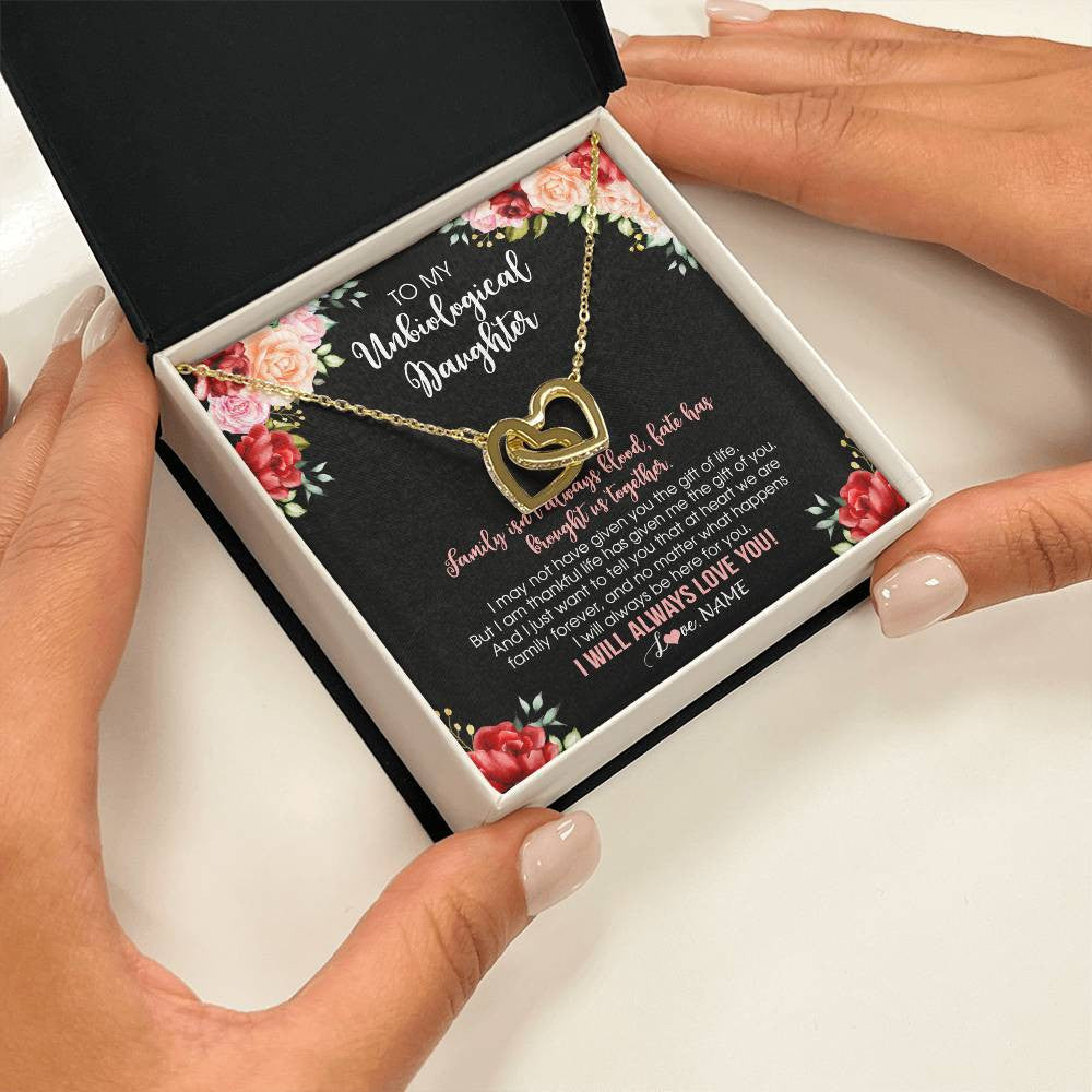 Personalized To My Unbiological Daughter Necklace Family Together Birthday Gifts For Bonus Daughter Stepdaughter Christmas Customized Gift Box Message Card