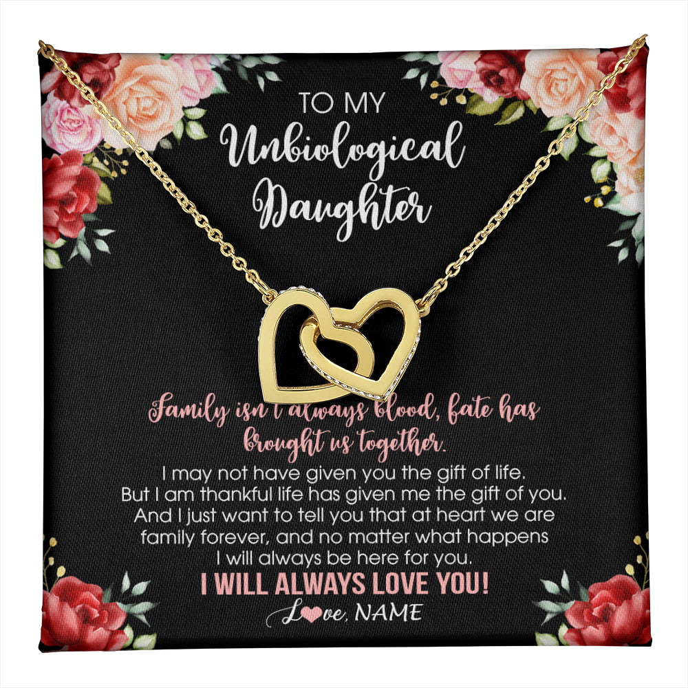 Personalized To My Unbiological Daughter Necklace Family Together Birthday Gifts For Bonus Daughter Stepdaughter Christmas Customized Gift Box Message Card