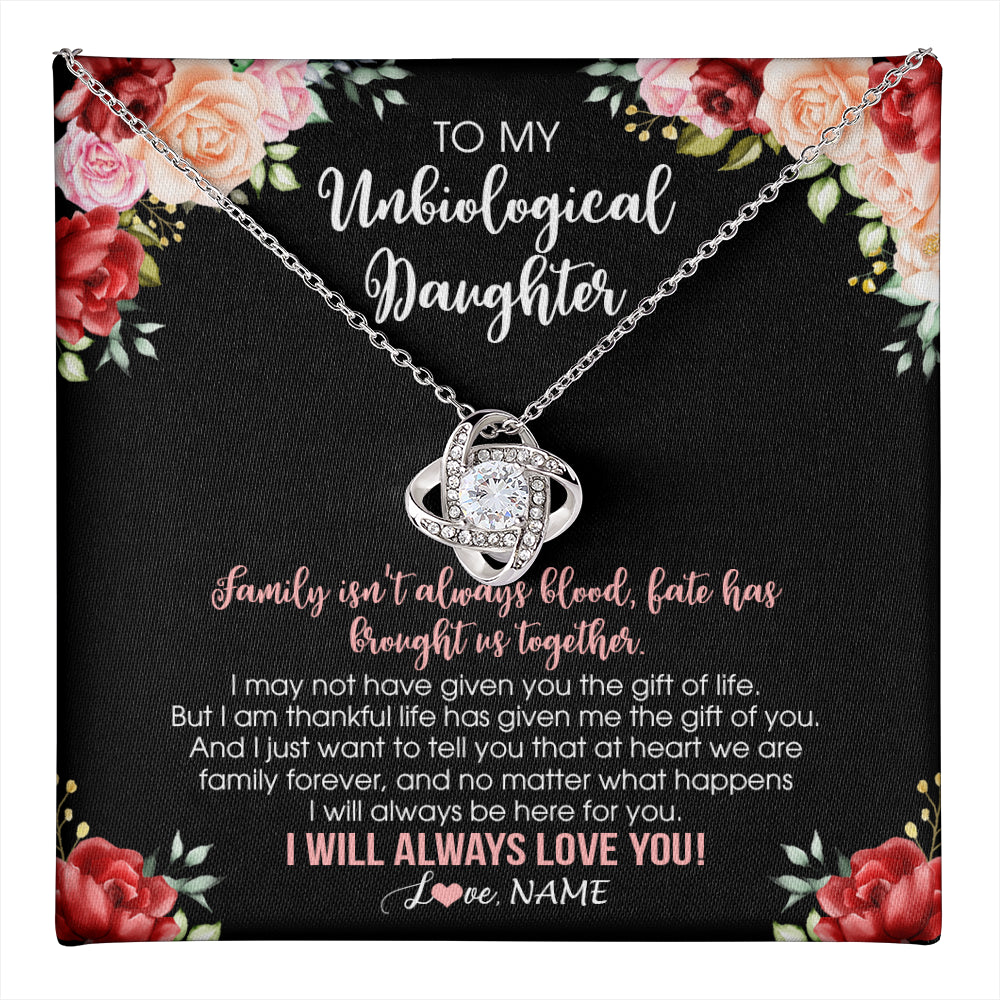 Personalized To My Unbiological Daughter Necklace Family Together Birthday Gifts For Bonus Daughter Stepdaughter Christmas Customized Gift Box Message Card