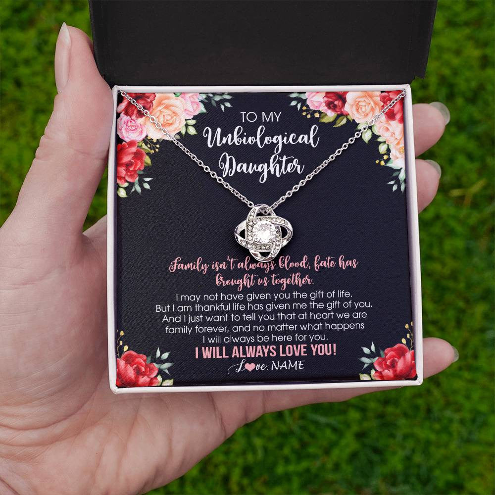 Personalized To My Unbiological Daughter Necklace Family Together Birthday Gifts For Bonus Daughter Stepdaughter Christmas Customized Gift Box Message Card
