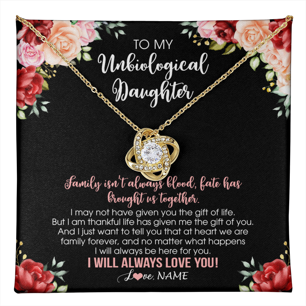 Personalized To My Unbiological Daughter Necklace Family Together Birthday Gifts For Bonus Daughter Stepdaughter Christmas Customized Gift Box Message Card