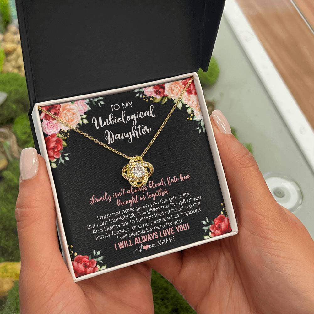 Personalized To My Unbiological Daughter Necklace Family Together Birthday Gifts For Bonus Daughter Stepdaughter Christmas Customized Gift Box Message Card