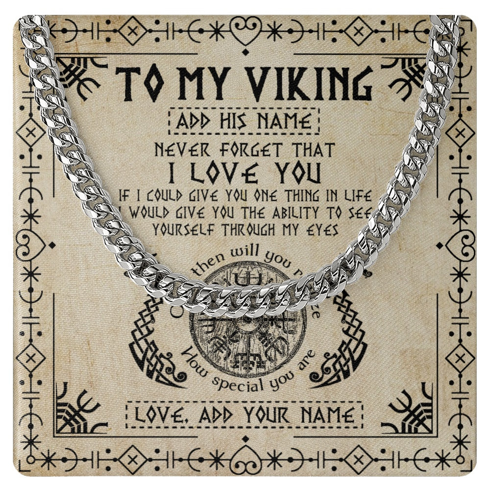 Personalized To My Viking Necklace For Men I Love You Jewelry Gifts Him Husband Son On Valentines Fathers Day Birthday Christmas Custom Gift Box Message Card