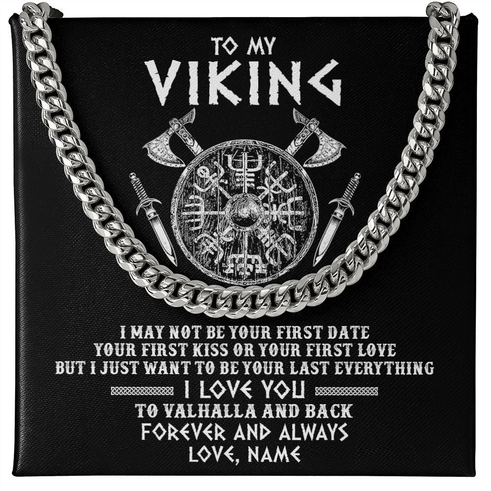 Personalized To My Viking Necklace I Love You To Valhalla And Back Husband Boyfriend Men Her Him Birthday Anniversary Day Customized Gift Box Message Card