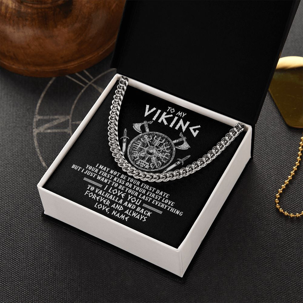 Personalized To My Viking Necklace I Love You To Valhalla And Back Husband Boyfriend Men Her Him Birthday Anniversary Day Customized Gift Box Message Card