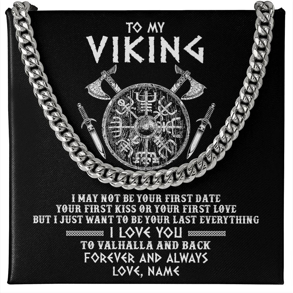 Personalized To My Viking Necklace I Love You To Valhalla And Back Husband Boyfriend Men Her Him Birthday Anniversary Day Customized Gift Box Message Card