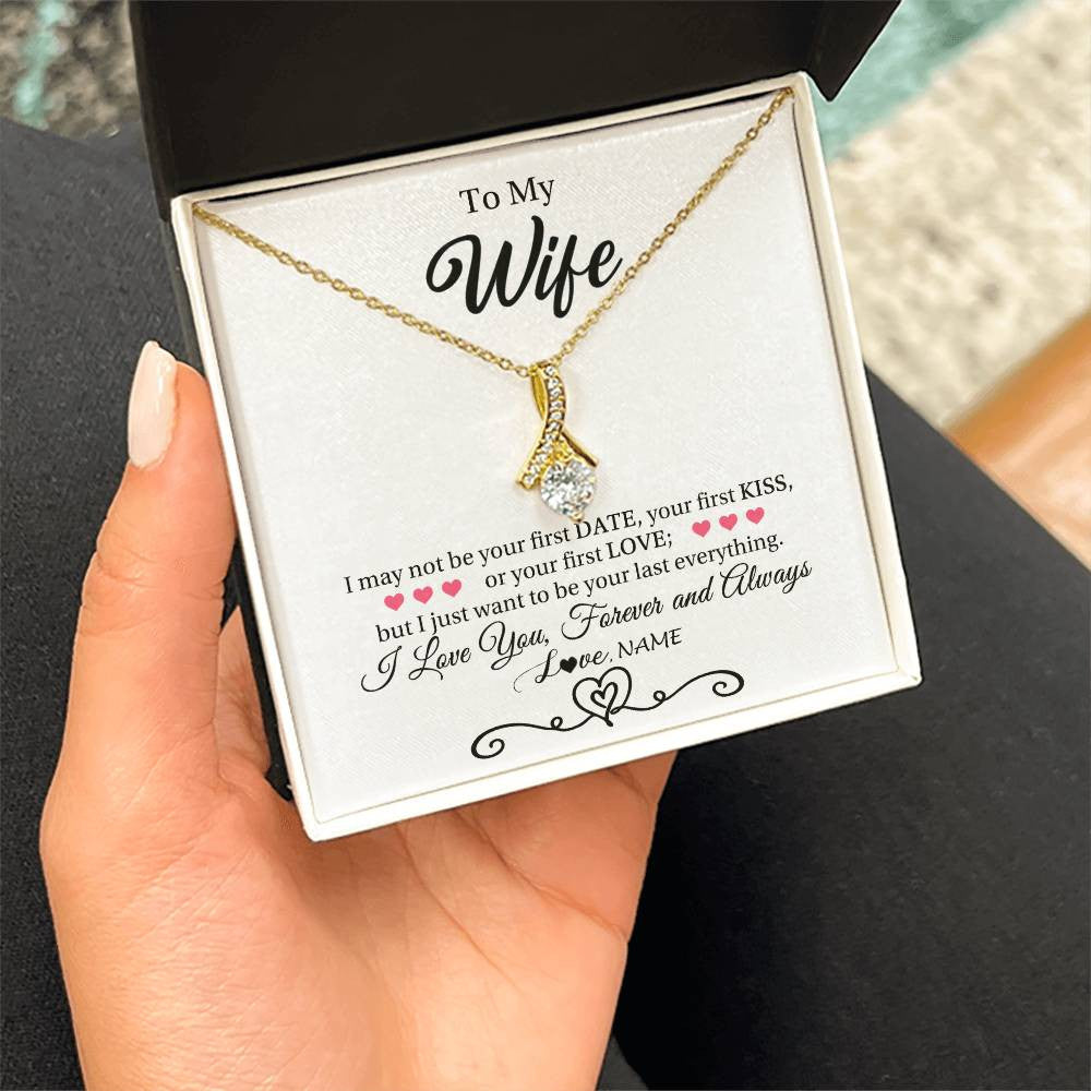 Personalized To My Wife Necklace For Women I Love You Wife From Husband Birthday Anniversary Wedding Valentines Pendant Customized Gift Box Message Card