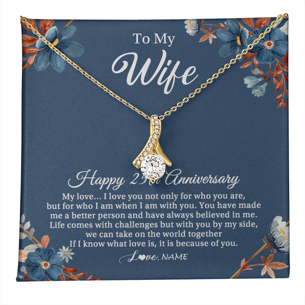 Personalized To My Wife Necklace From Husband 25 Years Wedding Anniversary For Her 25th Anniversary For Her 25 Years Anniversary Customized Gift Box Message Card