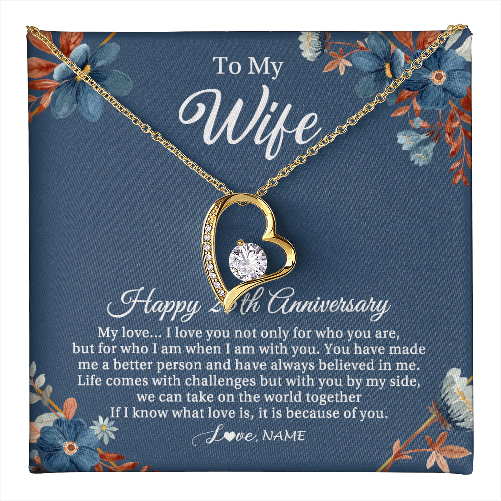 Personalized To My Wife Necklace From Husband 25 Years Wedding Anniversary For Her 25th Anniversary For Her 25 Years Anniversary Customized Gift Box Message Card