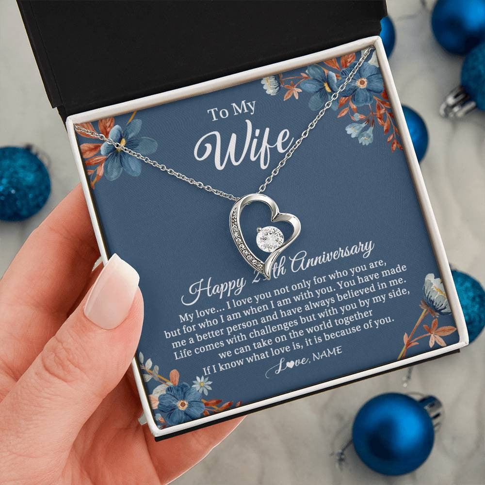 Personalized To My Wife Necklace From Husband 25 Years Wedding Anniversary For Her 25th Anniversary For Her 25 Years Anniversary Customized Gift Box Message Card