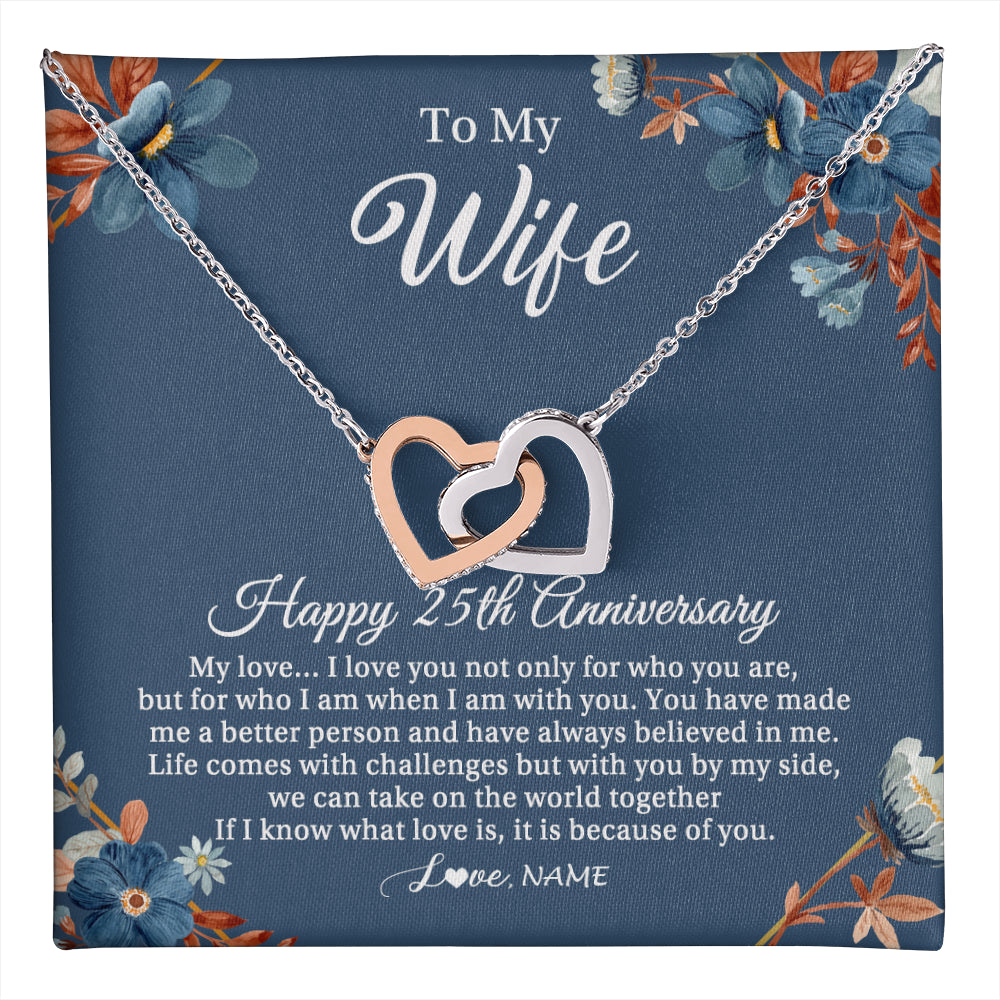 Personalized To My Wife Necklace From Husband 25 Years Wedding Anniversary For Her 25th Anniversary For Her 25 Years Anniversary Customized Gift Box Message Card