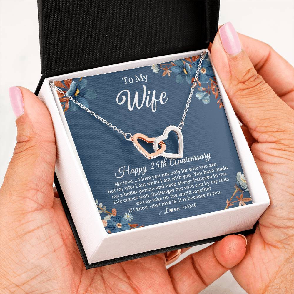 Personalized To My Wife Necklace From Husband 25 Years Wedding Anniversary For Her 25th Anniversary For Her 25 Years Anniversary Customized Gift Box Message Card