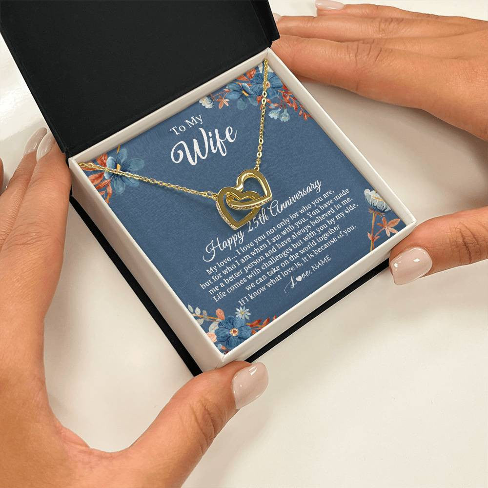 Personalized To My Wife Necklace From Husband 25 Years Wedding Anniversary For Her 25th Anniversary For Her 25 Years Anniversary Customized Gift Box Message Card