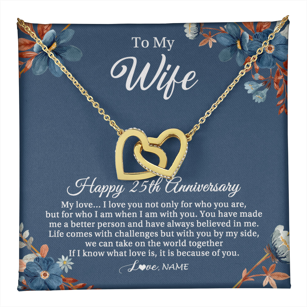 Personalized To My Wife Necklace From Husband 25 Years Wedding Anniversary For Her 25th Anniversary For Her 25 Years Anniversary Customized Gift Box Message Card