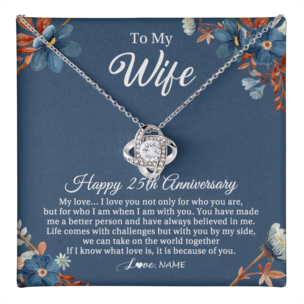 Personalized To My Wife Necklace From Husband 25 Years Wedding Anniversary For Her 25th Anniversary For Her 25 Years Anniversary Customized Gift Box Message Card