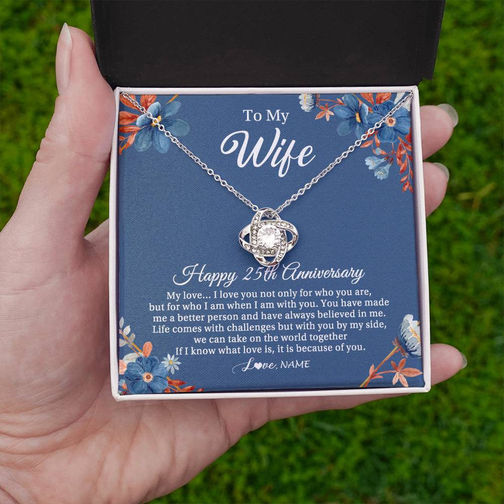 Personalized To My Wife Necklace From Husband 25 Years Wedding Anniversary For Her 25th Anniversary For Her 25 Years Anniversary Customized Gift Box Message Card