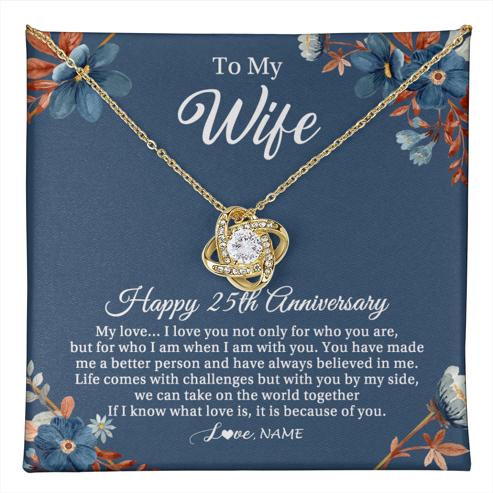 Personalized To My Wife Necklace From Husband 25 Years Wedding Anniversary For Her 25th Anniversary For Her 25 Years Anniversary Customized Gift Box Message Card