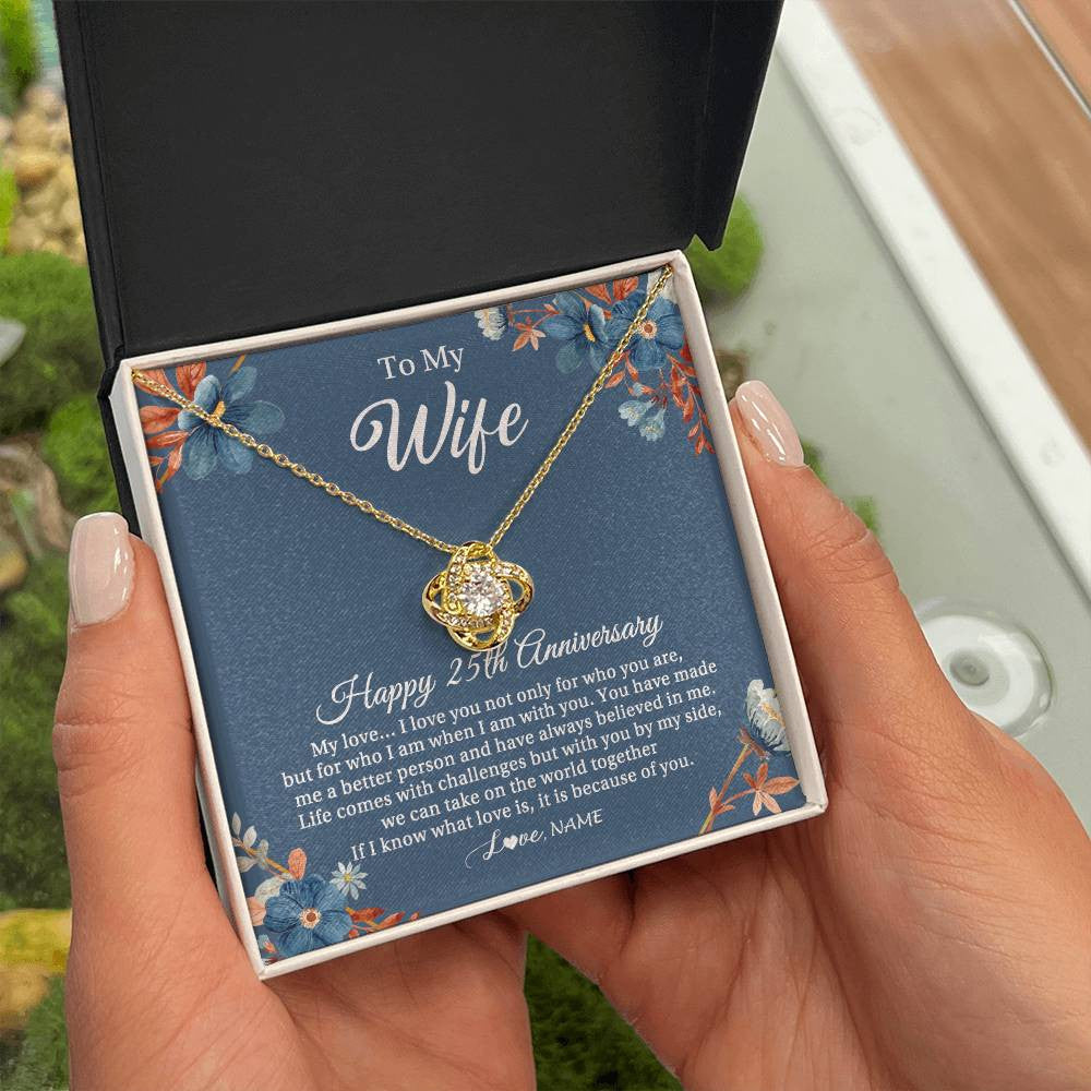 Personalized To My Wife Necklace From Husband 25 Years Wedding Anniversary For Her 25th Anniversary For Her 25 Years Anniversary Customized Gift Box Message Card