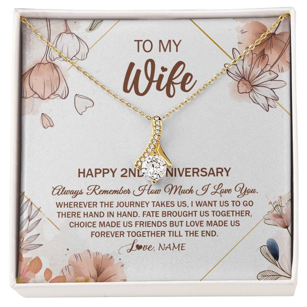 Personalized To My Wife Necklace From Husband 2 Years Anniversary For Her 2nd Anniversary 2 Years Wedding Anniversary For Her Customized Gift Box Message Card