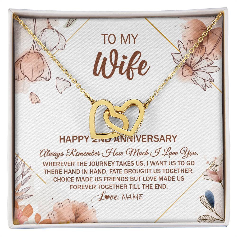 Personalized To My Wife Necklace From Husband 2 Years Anniversary For Her 2nd Anniversary 2 Years Wedding Anniversary For Her Customized Gift Box Message Card