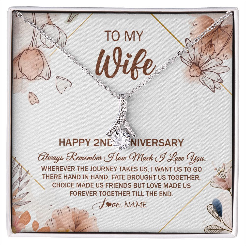 Personalized To My Wife Necklace From Husband 2 Years Anniversary For Her 2nd Anniversary 2 Years Wedding Anniversary For Her Customized Gift Box Message Card