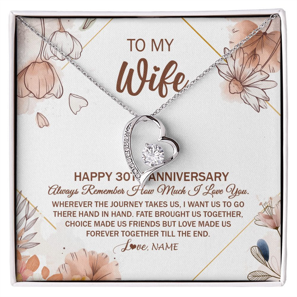 Personalized To My Wife Necklace From Husband 30 Years Anniversary For Her 30th Anniversary 30 Years Wedding Anniversary For Her Customized Gift Box Message Card